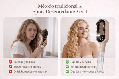 Cepillo 2 en 1 con Spray – Peinado Fácil para Cabello Difícil