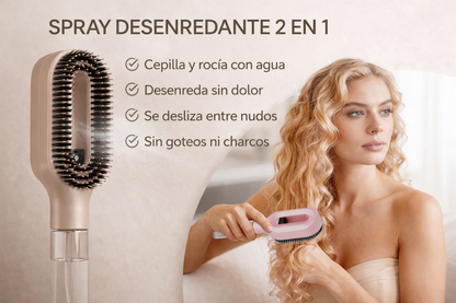 Cepillo 2 en 1 con Spray – Peinado Fácil para Cabello Difícil