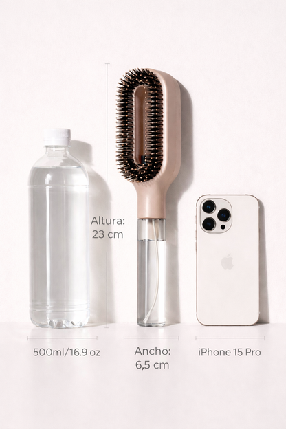 Cepillo 2 en 1 con Spray – Peinado Fácil para Cabello Difícil
